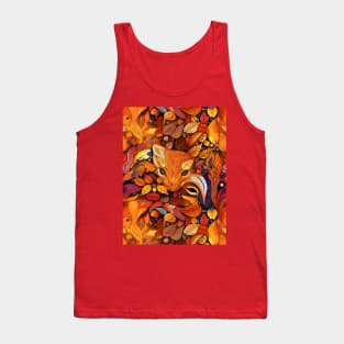 Cute Fall Fox Autumn Leaves Vintage Thanksgiving Tank Top